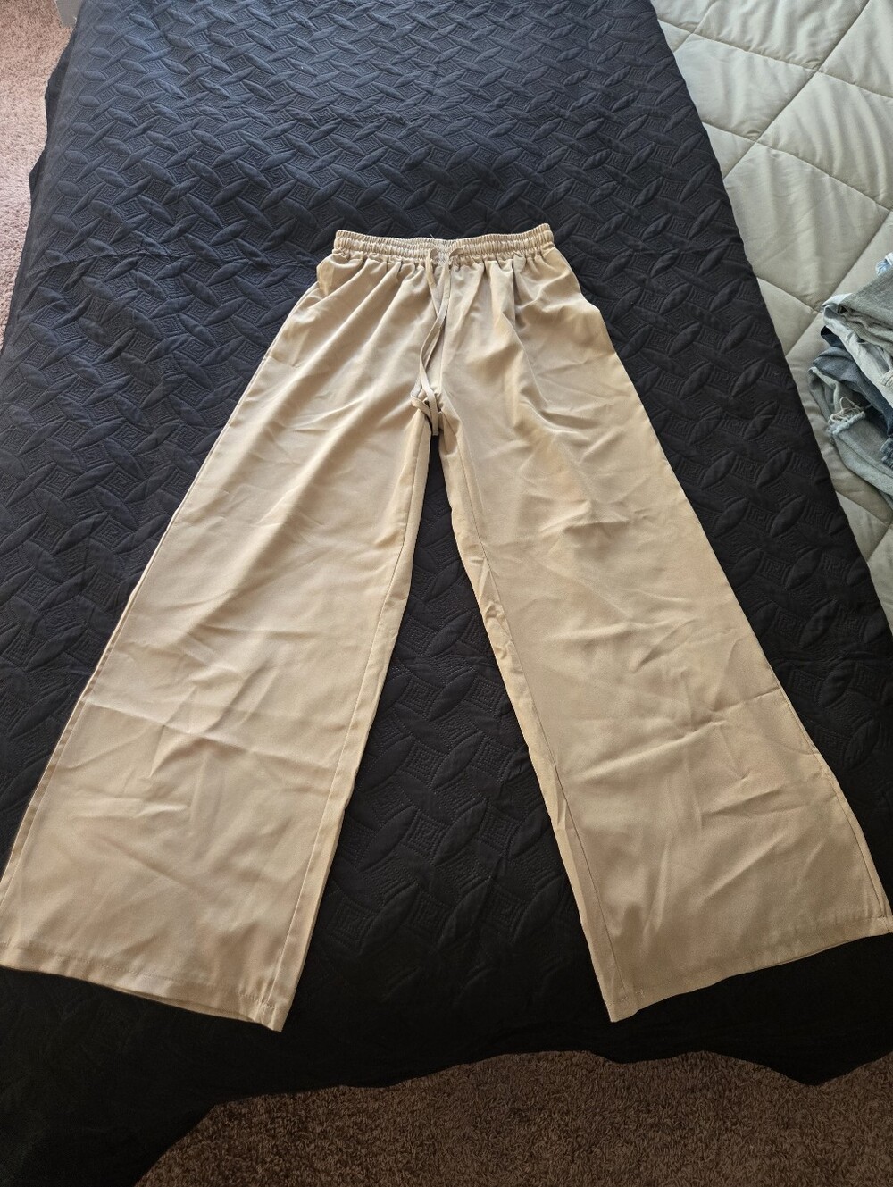 Women's Wide-Leg Drawstring Pants - Tan